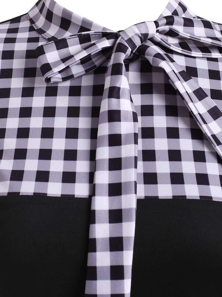 Robe Swing Vintage Année 50 Boutonnée à Carreaux Pin Up