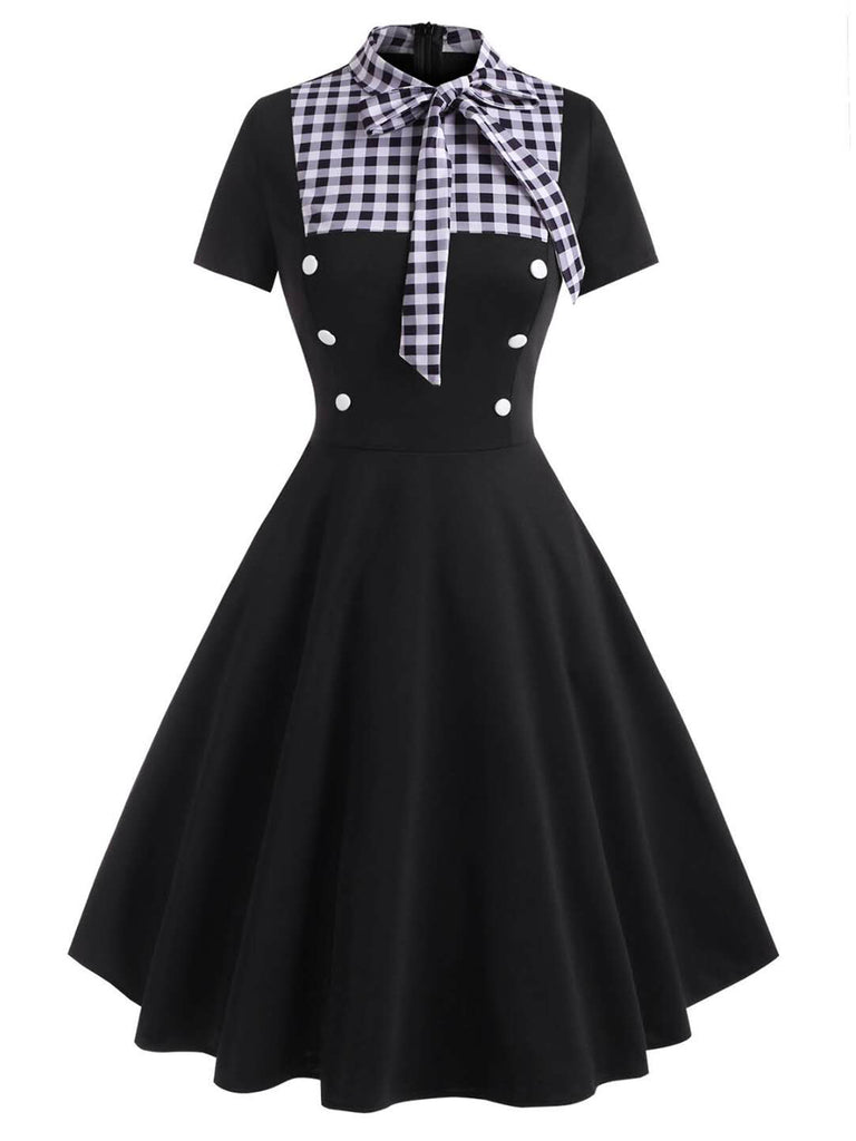 Robe Rockabilly Vintage Année 50 Boutonnée à Carreaux Pin Up