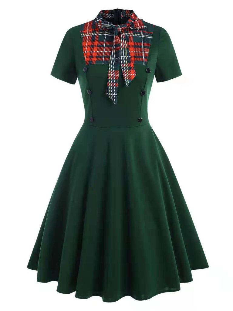 Robe Rockabilly Vintage Année 50 Boutonnée à Carreaux Pin Up