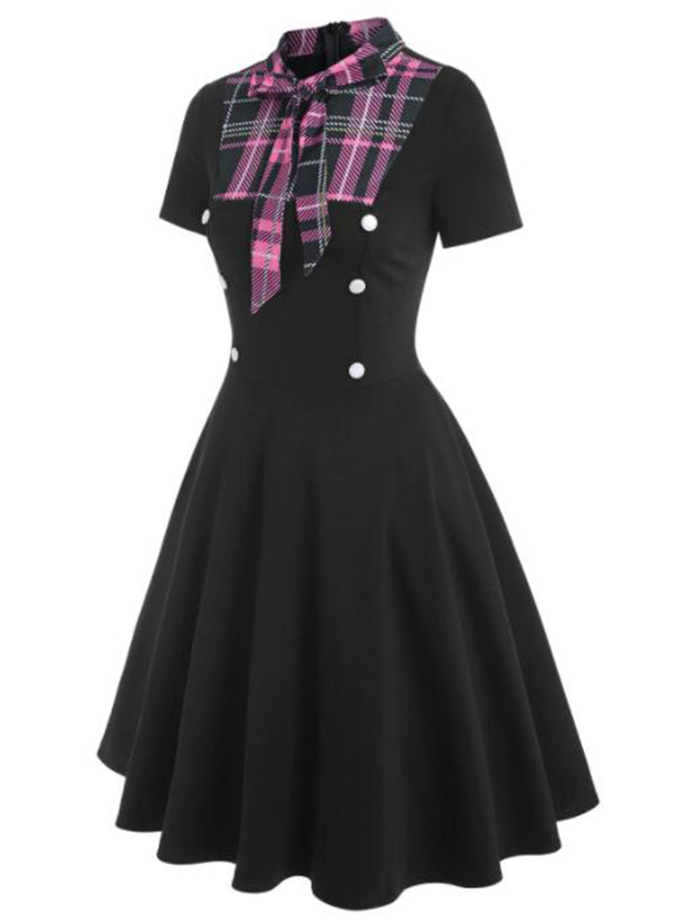 Robe Rockabilly Vintage Année 50 Boutonnée à Carreaux Pin Up