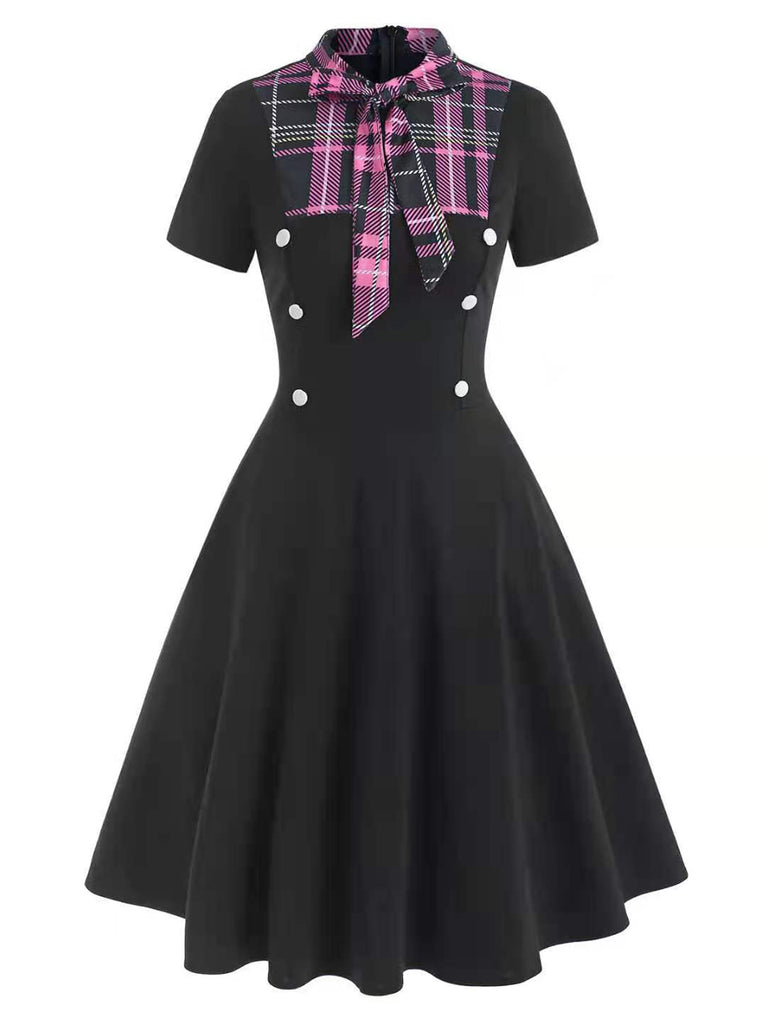Robe Rockabilly Vintage Année 50 Boutonnée à Carreaux Pin Up
