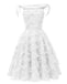 Robe De Soirée Cocktail Swing Vintage Année 50 Épaule Gland À Lacets Blanc