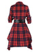 Robe Swing Année 50 Boutonnée à Carreaux Avec Ceinture Chic