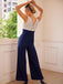 Combinaison Bleu Vintage Année 50 avec Col v à Pois Soirée Cocktail