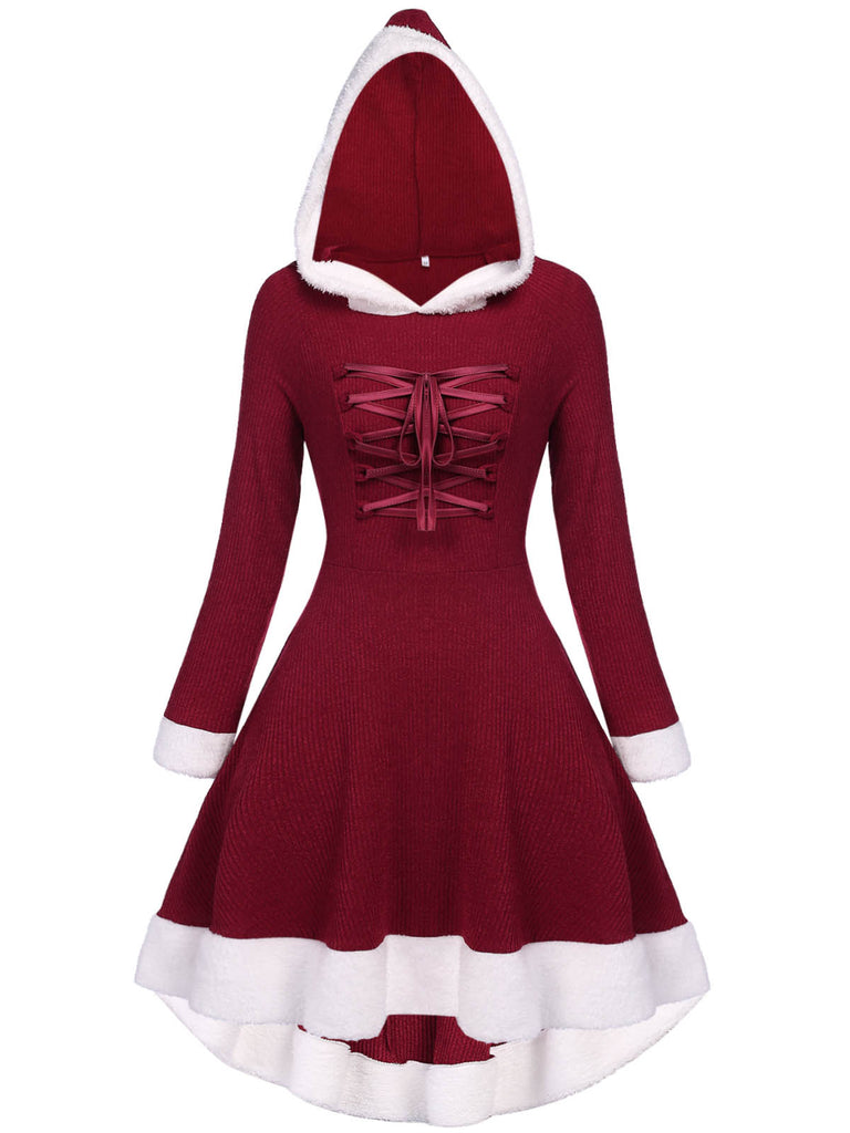 Robe de Noël Vintage Année 50 Avec Chapeau Bordeaux Pin Up