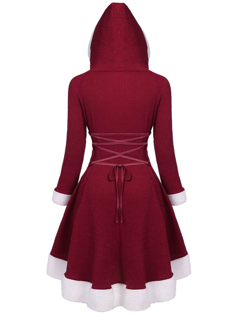 Robe de Noël Vintage Année 50 Avec Chapeau Bordeaux Pin Up