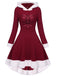 Robe de Noël Vintage Année 50 Avec Chapeau Bordeaux Pin Up