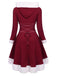 Robe de Noël Vintage Année 50 Avec Chapeau Bordeaux Pin Up