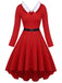Robe de Noël Rouge Vintage à Fourrure Synthétique Année 50 À Col V
