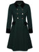 Manteau à Boutons Uni Vert Foncé Années 1950