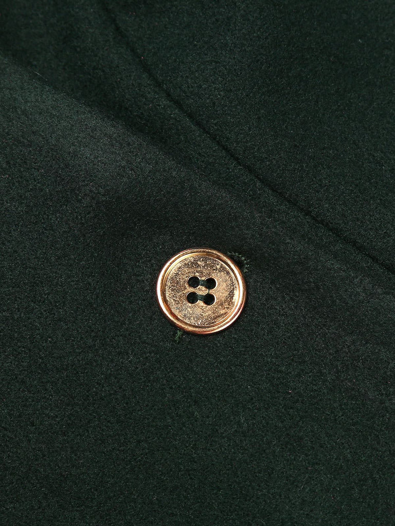 Manteau à Boutons Uni Vert Foncé Années 1950