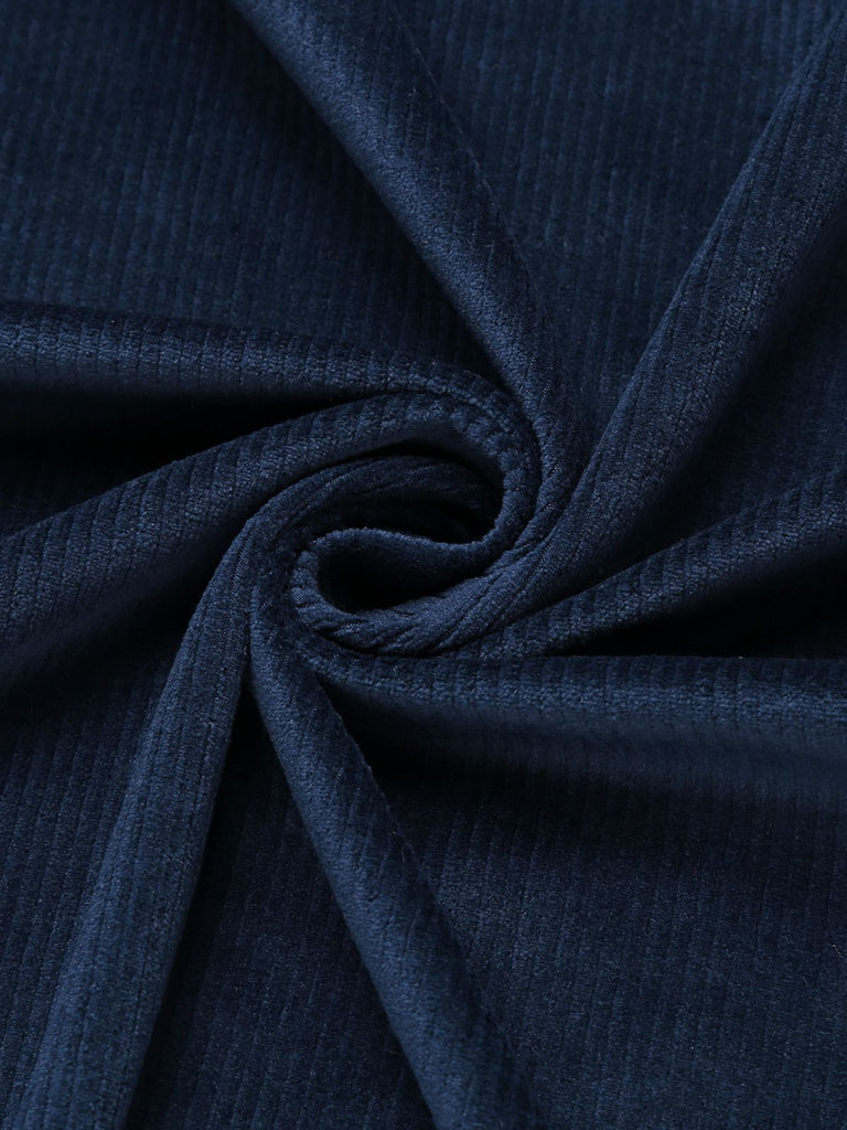 Manteau Long Velours Bleu Marine Années 1950