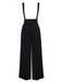 2PCS Chemisière Unie Blanche et Pantalon à Bretelles Noir
