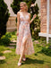 Robe Vintage Rose Clair à Bretelles et à Lacets