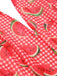 Combishort patchwork à dos nu rouge à carreaux pastèque