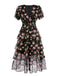 Robe trapèze à fleurs en dentelle noire des années 1950