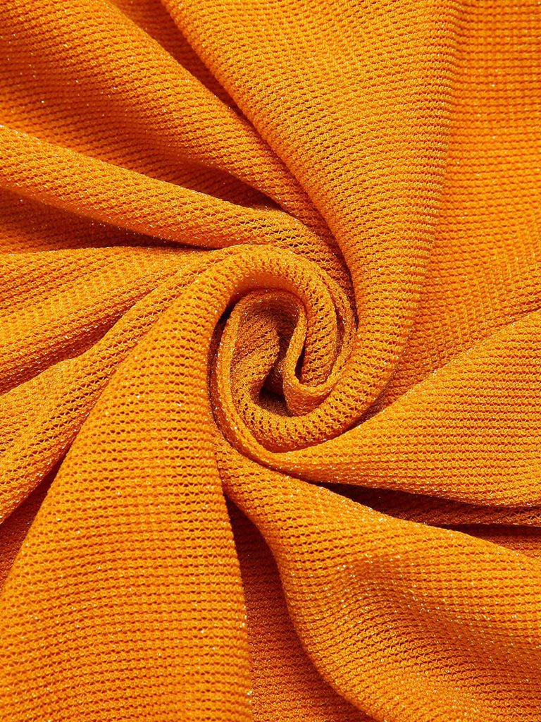 Robe crayon à lacets à licou plissée orange unie