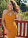 Robe crayon à lacets à licou plissée orange unie