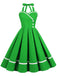 Robe trapèze unie à col licou des années 1950 Rockabilly Pin Up