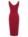 Robe crayon solide rouge des années 1960 à col coeur