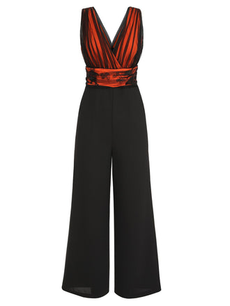 Combinaison patchwork papillon orange à col en V