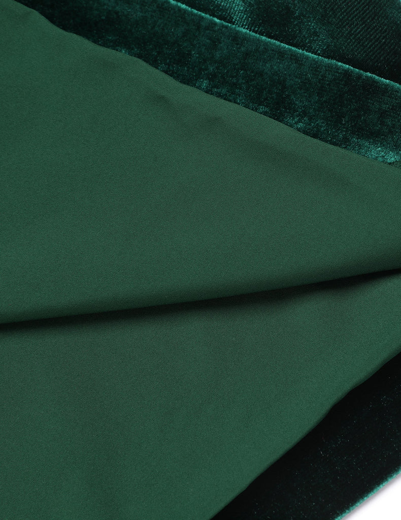 [Prévente] Robe patchwork en dentelle de velours verte des années 1960
