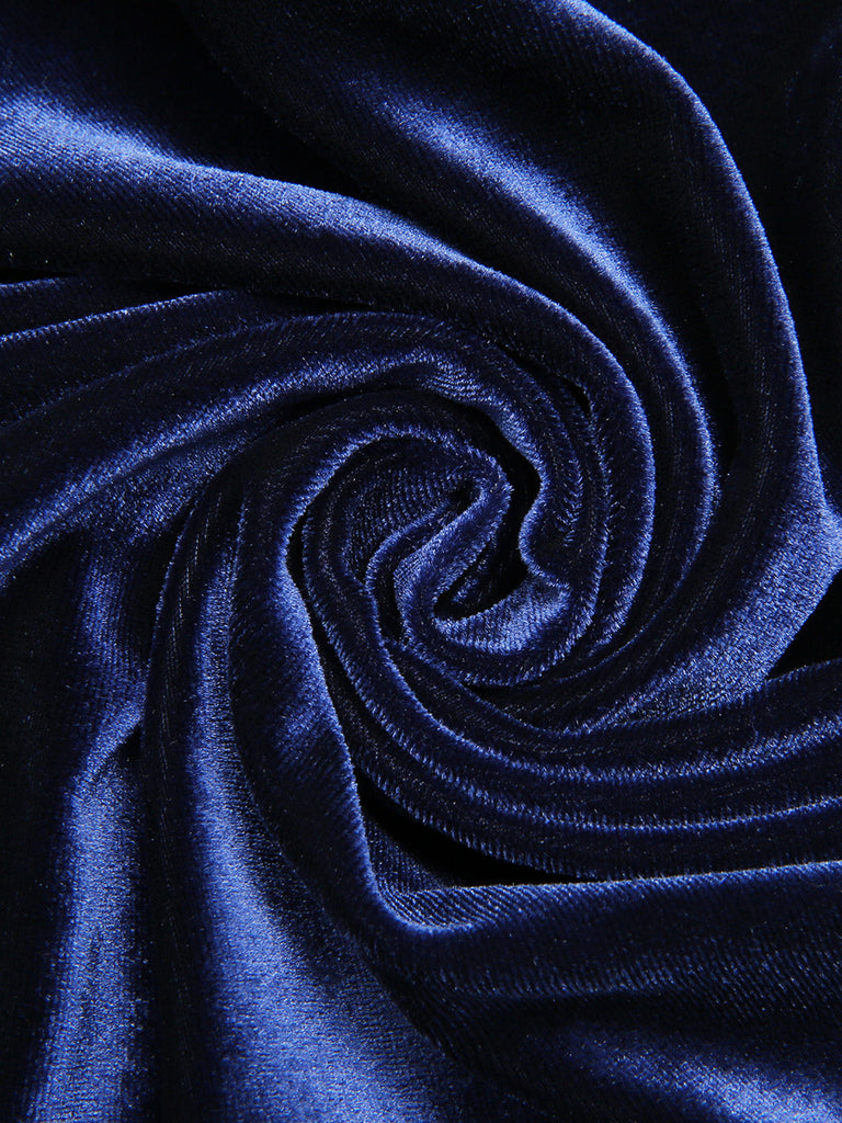 Robe crayon bleue en velours papillon 3D des années 1960