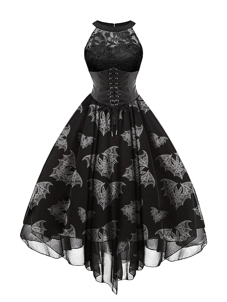 Robe en dentelle à imprimé chauve-souris gothique steampunk