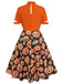 Robe trapèze citrouille d'Halloween orange des années 1950