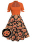 [Prévente] Robe trapèze citrouille d'Halloween orange des années 1950