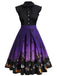 Robe d'Halloween à lacets violette des années 1950