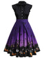 Robe d'Halloween à lacets violette des années 1950