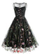 Robe trapèze sans manches en gaze à fleurs des années 1950
