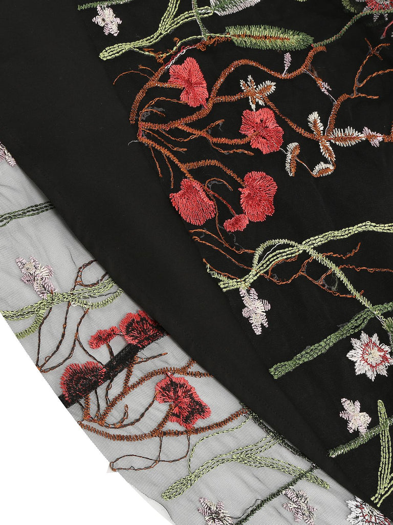 Robe trapèze sans manches en gaze à fleurs des années 1950