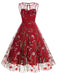 Robe trapèze sans manches en gaze à fleurs des années 1950