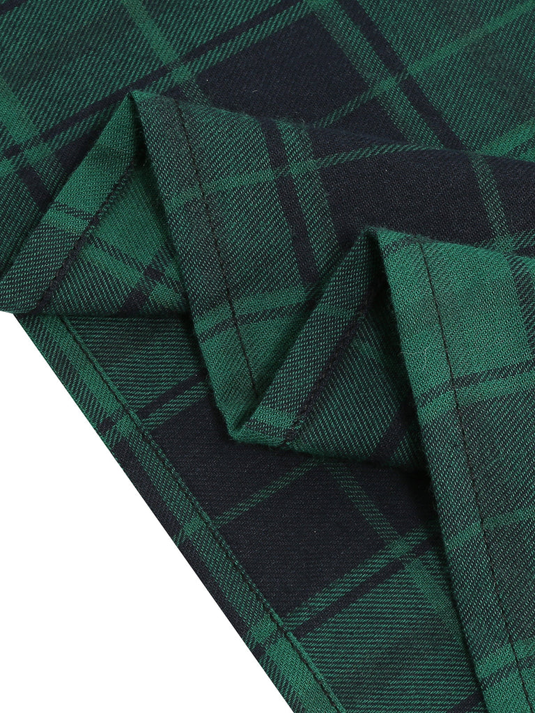 [Pré-vente] Robe trapèze verte à carreaux à lacets années 1950