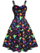 Robe à bretelles colorées d'Halloween des années 1950