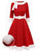 Robe de Noël en peluche rouge des années 1950