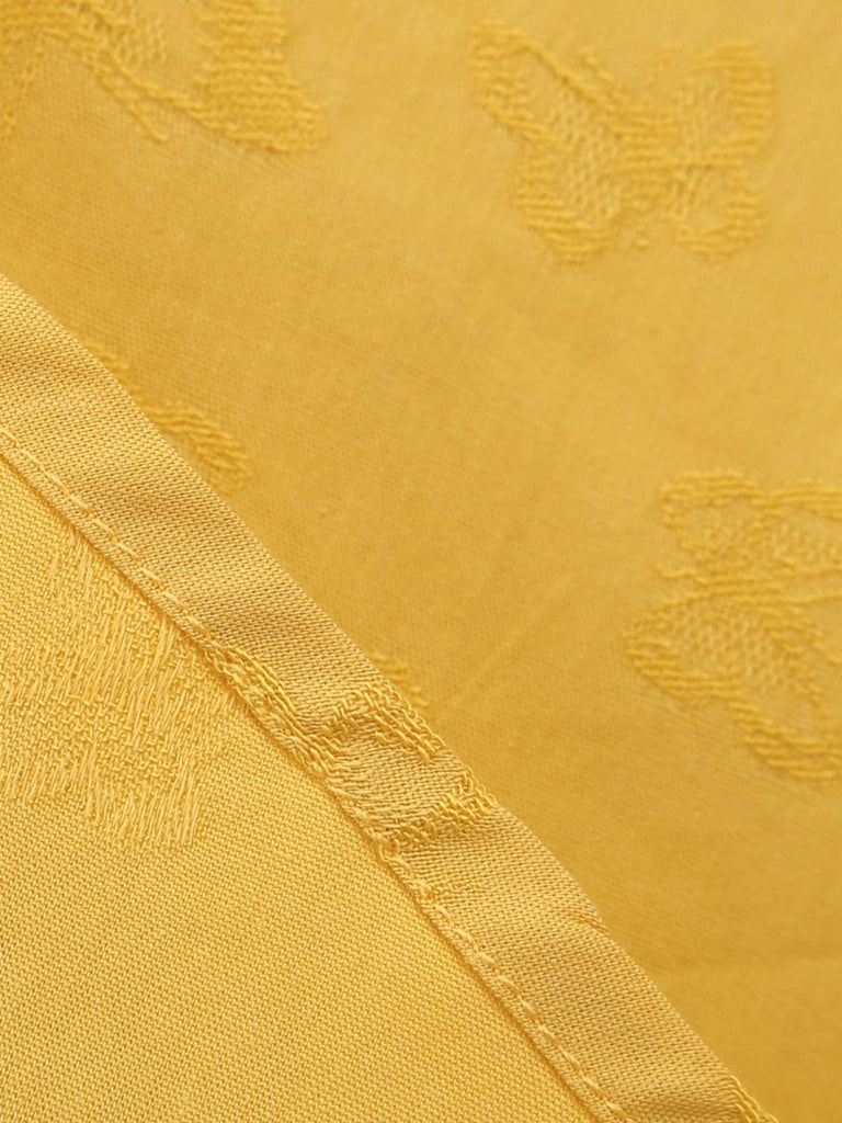 Robe trapèze jaune années 1950 en jacquard uni