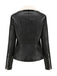 Veste en cuir à col polaire et revers crantés