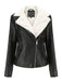 Veste en cuir à col polaire et revers crantés
