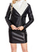 Veste en cuir à col polaire et revers crantés