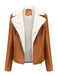 Veste en cuir à col polaire et revers crantés