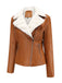 Veste en cuir à col polaire et revers crantés