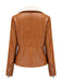 Veste en cuir à col polaire et revers crantés