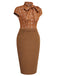 2PCS Boléro marron et robe crayon à carreaux belle