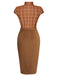 2PCS Boléro marron et robe crayon à carreaux belle