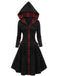Robe trapèze noire à capuche années 1950 à carreaux