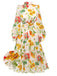 [Prévente] Robe trapèze fleurie à manches longues des années 1930