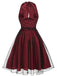 Robe trapèze rouge années 50 en maille à pois cocktail chic